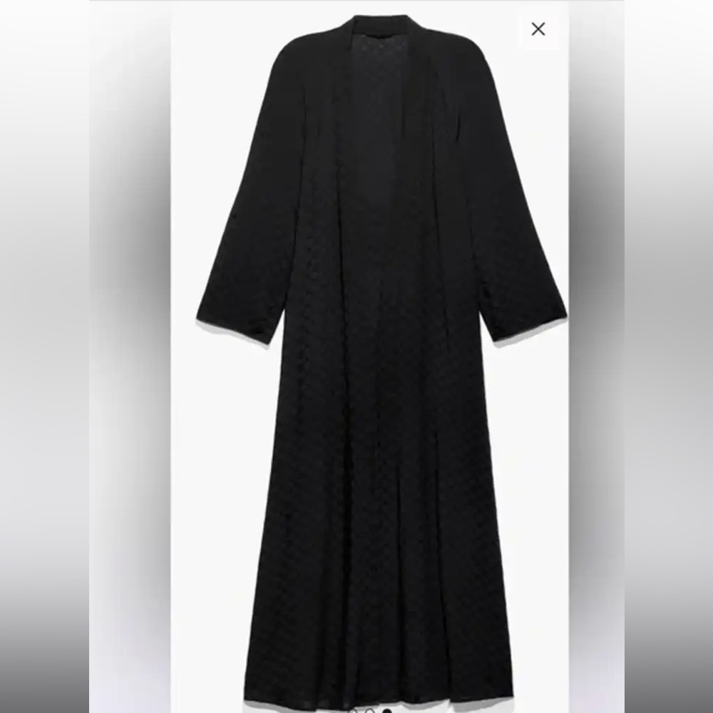 Savage X Fenty Woven Voile Sleep Long Robe Black Monogram Jacquard XS/S